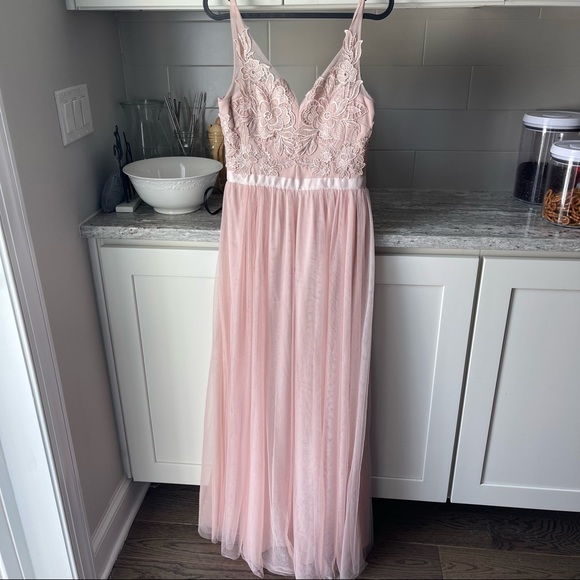 💥SOLD💥 Pink Lace Floral Dress Bridesmaid Formal Prom size small - Picture 1 of 3